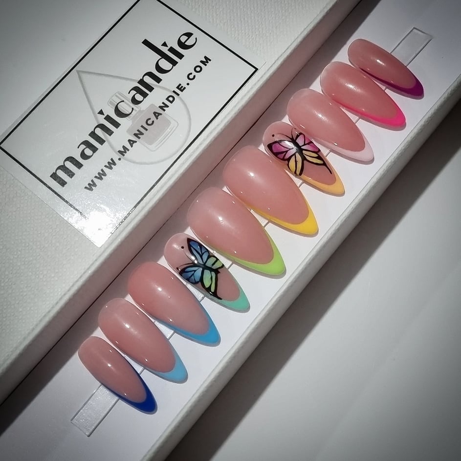 Rainbow Butterflies Press On Extensions