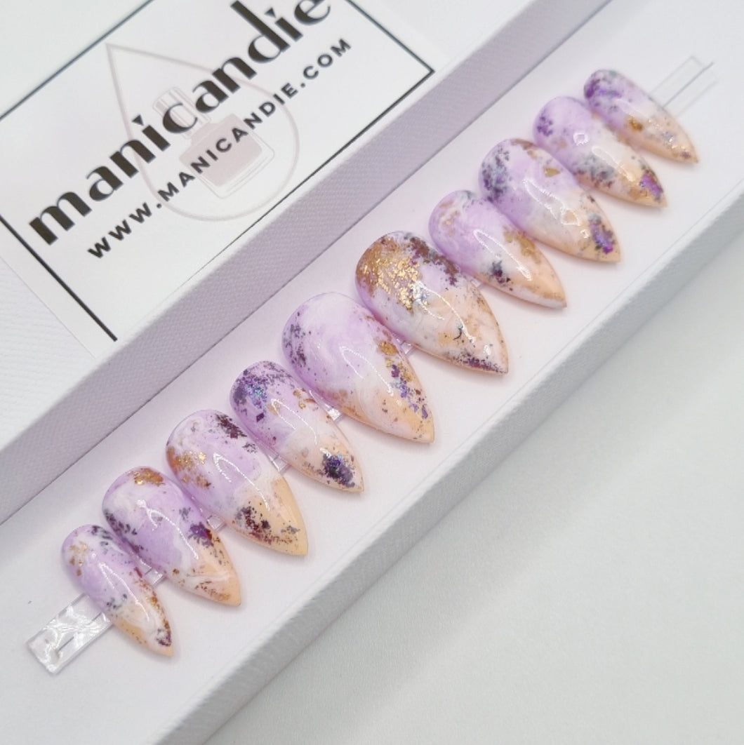 Pastel Marble Press On Extensions